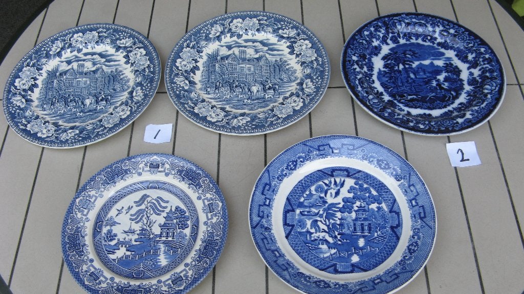 antieke blauwe borden izgs, Antiek en Kunst, Ophalen of Verzenden