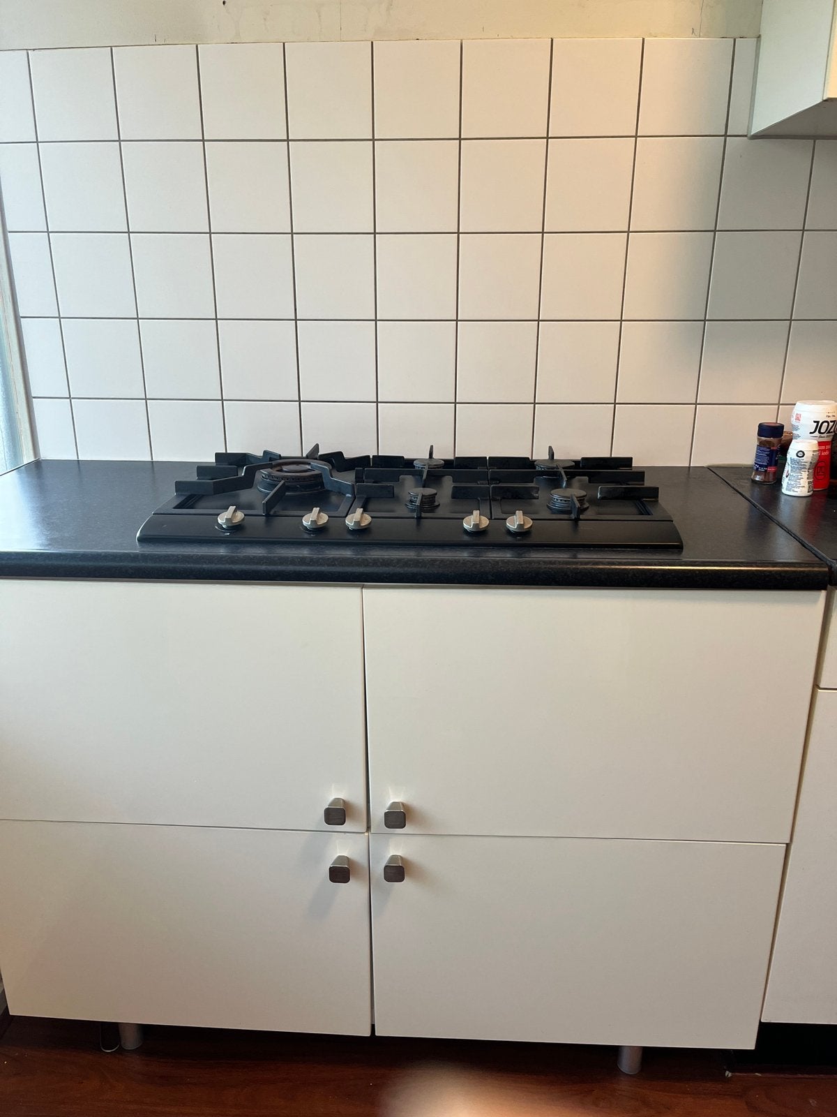 ATAG 5-pits gaskookplaat met kast en werkblad, Ophalen, Zo goed als nieuw, Zwart, Enkelwandige keuken