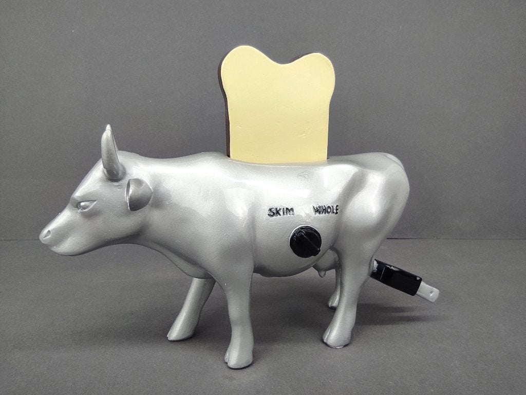 CowParade / Cow Parade Koe “Milktoast” MEDIUM, Ophalen of Verzenden, Handgemaakt, Beeld, Zilver