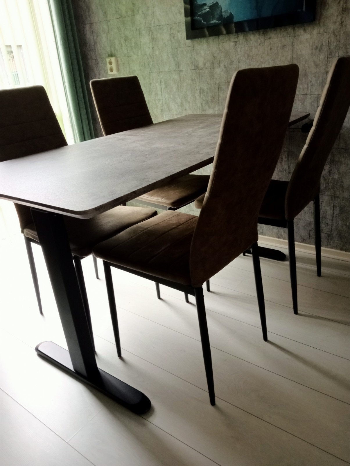 bartafel bladkleur betonlook in hoogte verstelbare tafel., Huis en Inrichting, Tafels | Eettafels, Ophalen, 100 tot 150 cm, 50 tot 100 cm