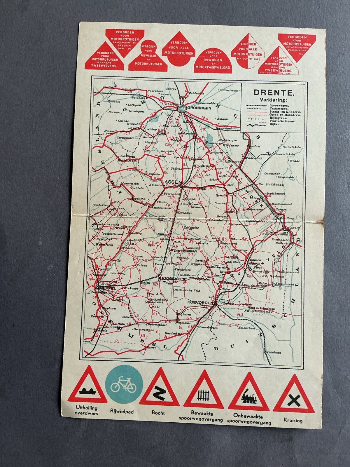 Fietskaart Drente - Burgers E.N.R. Deventer, Gelezen, Verzenden, Landkaart, 1800 tot 2000