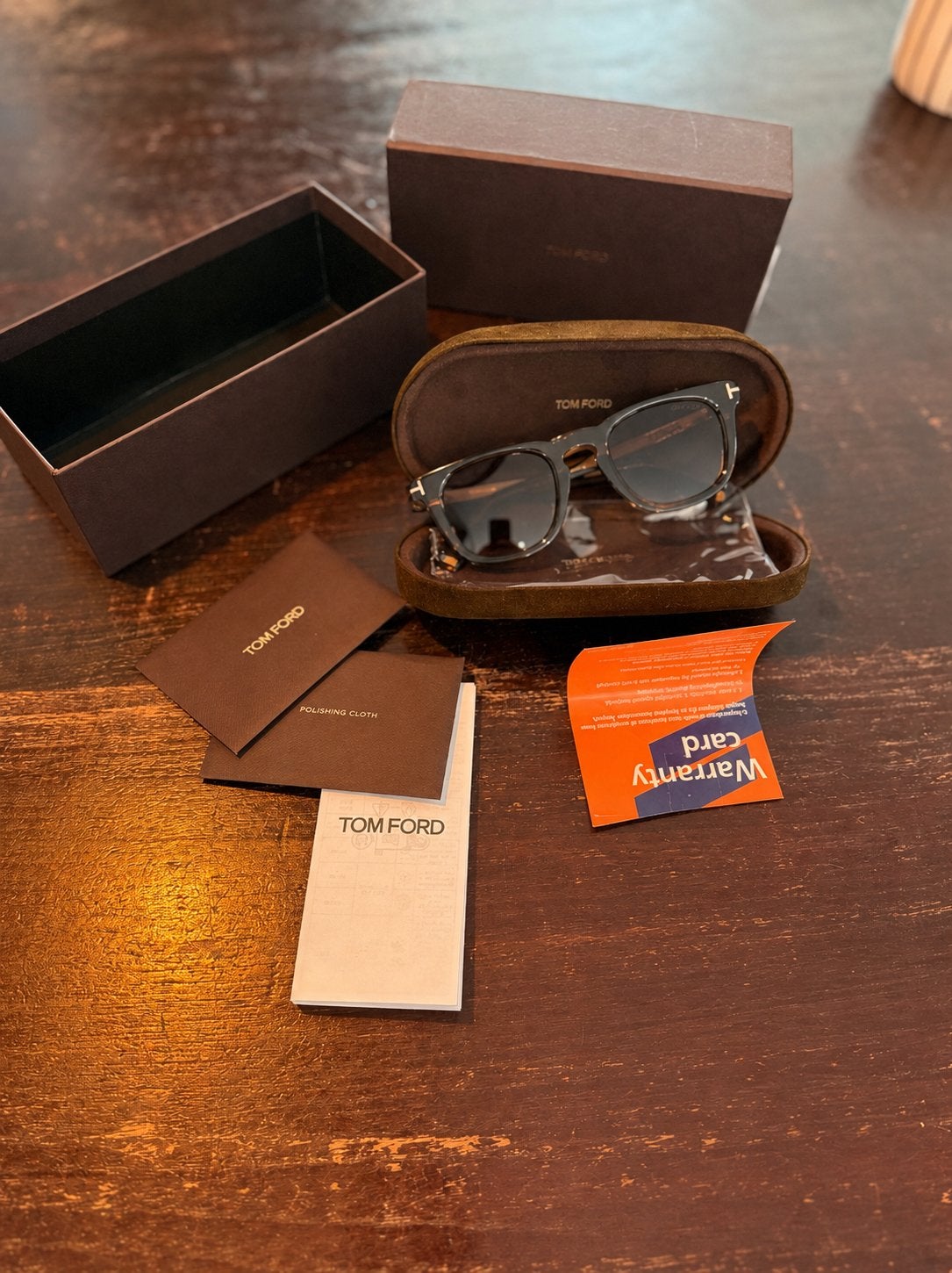 Tom Ford Zonnebril met Doos en Accessoires, Overige merken, Zonnebril, Bruin, Nieuw
