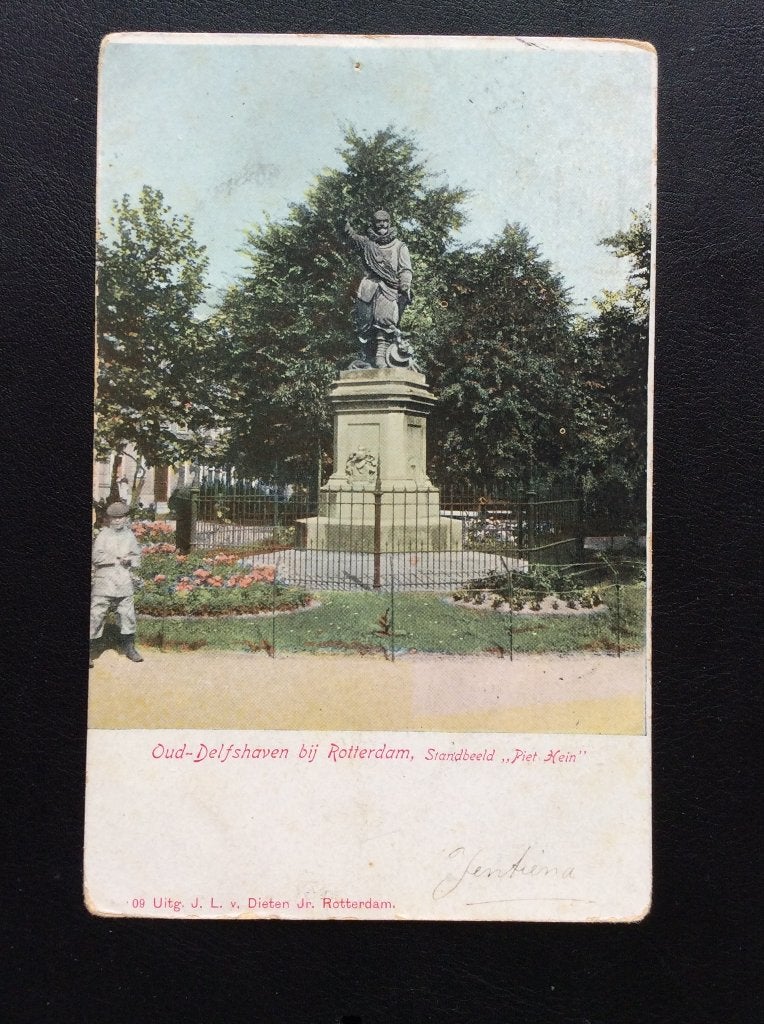 Delfshaven, Standbeeld Piet Hein, Ophalen of Verzenden, Voor 1920, Gelopen, Zuid-Holland