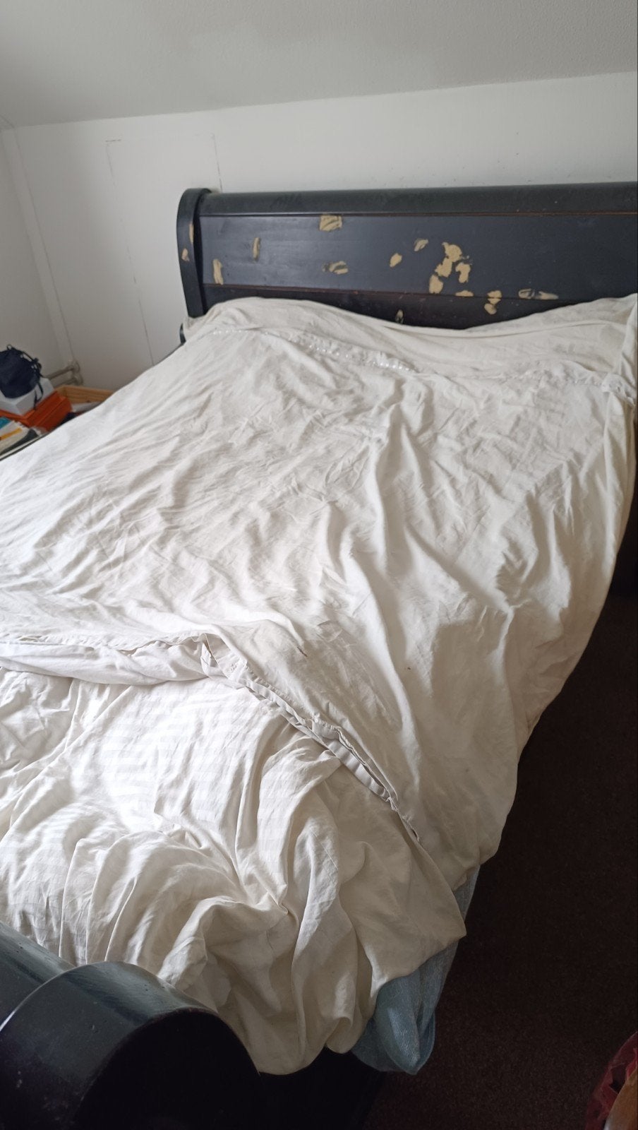 Zwart tweepersoonsbed met houten ombouw gratis op te halen, Huis en Inrichting, Ophalen, Gebruikt, Zwart, Tweepersoons