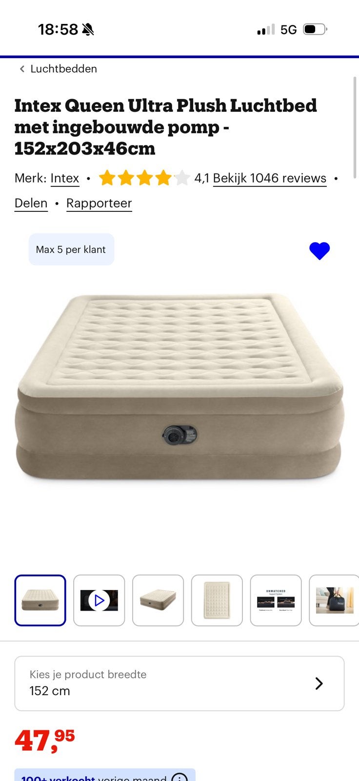 2x Intex Queen Ultra Plush Luchtbed met ingebouwde pomp, Caravans en Kamperen, Luchtbedden, Ophalen, Zo goed als nieuw