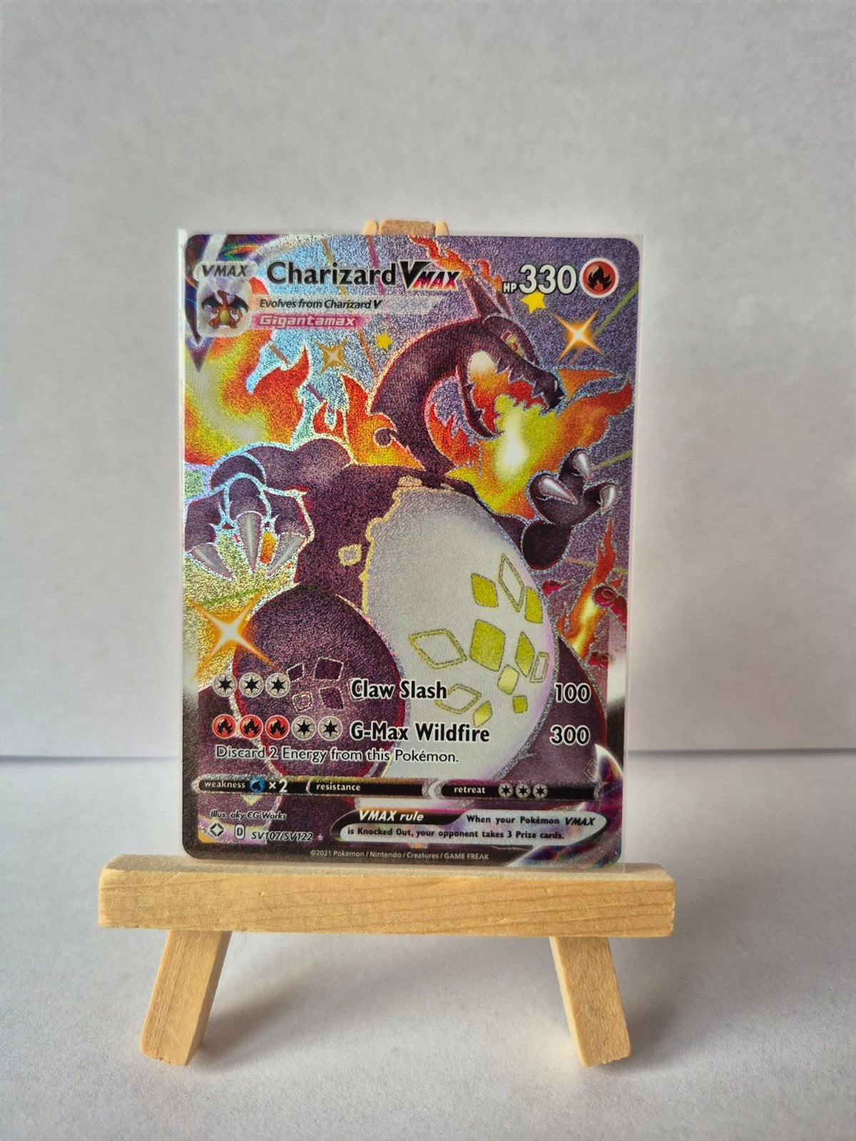 Shiny Charizard VMAX SV107/SV122 Near Mint Pokémon Kaart, Hobby en Vrije tijd, Verzamelkaartspellen | Pokémon, Ophalen, Zo goed als nieuw
