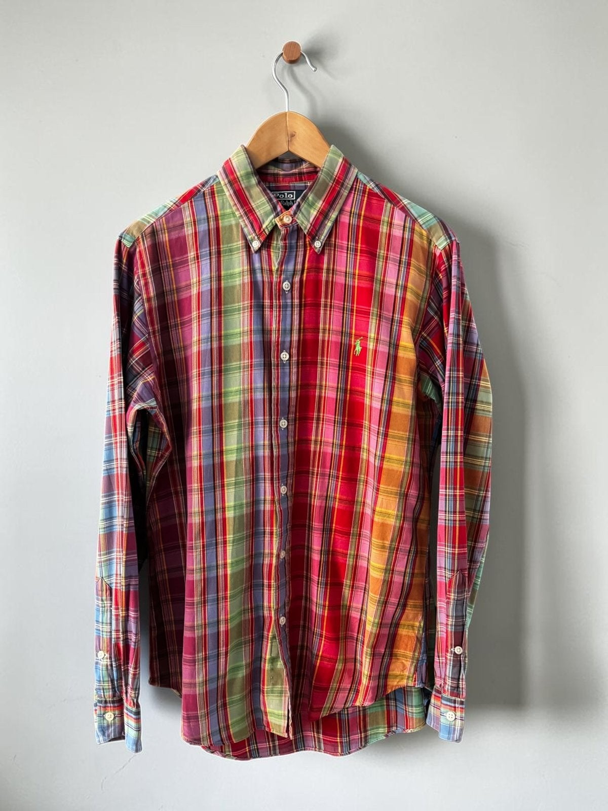 Polo Ralph Lauren overhemd ruiten rood roze M medium 40, Ophalen of Verzenden, Zo goed als nieuw, Roze, Halswijdte 39/40 (M)