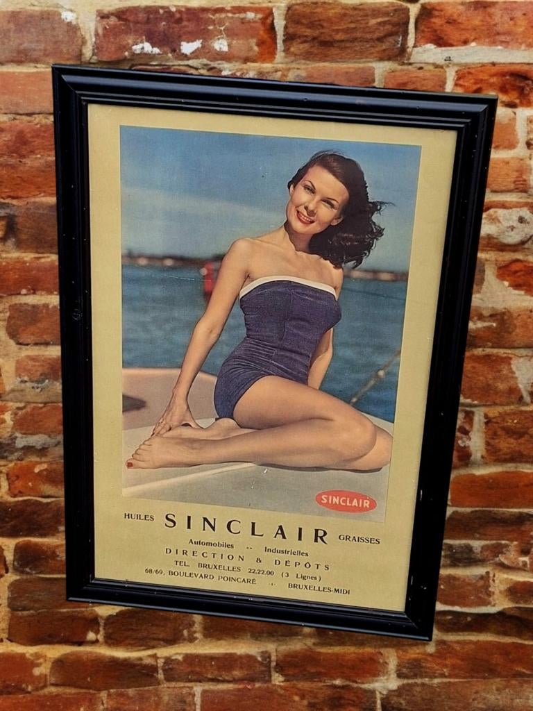 Originele vintage pin-up reclame poster van Sinclair olie️️⛽, Verzamelen, Merken en Reclamevoorwerpen, Ophalen, Reclamebord, Gebruikt