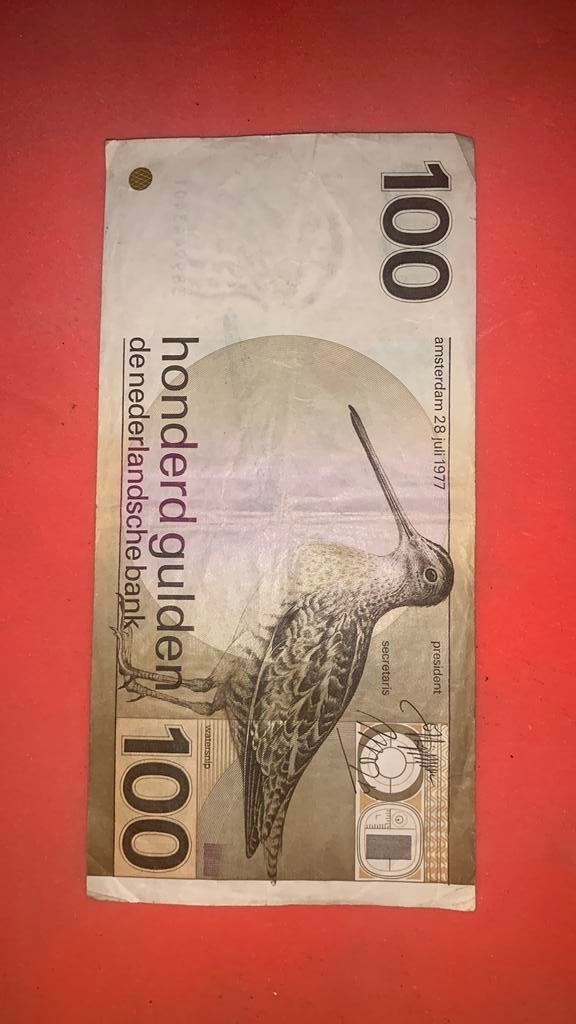 100 gulden bankbiljet watersnip 2x, Ophalen of Verzenden, 100 gulden, Los biljet