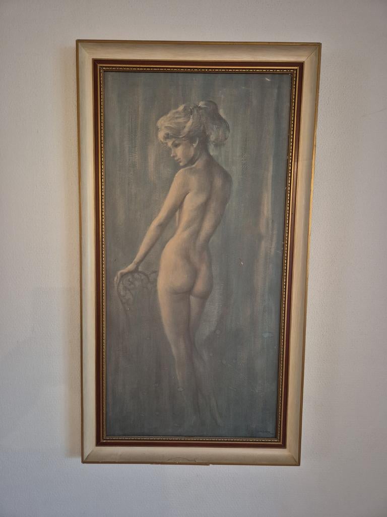 Art print op doek, naaktstudie naar Leo Jansen, 45x84cm, Ophalen of Verzenden