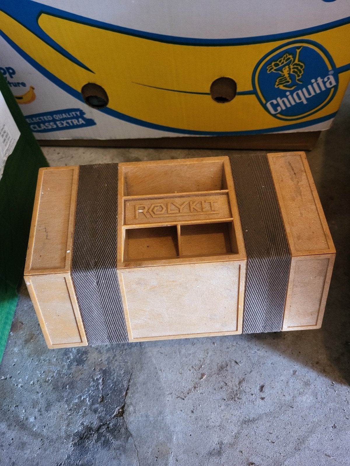 Vintage retro ROLYKIT OPBERGBOX, Hobby en Vrije tijd, Ophalen, Gebruikt