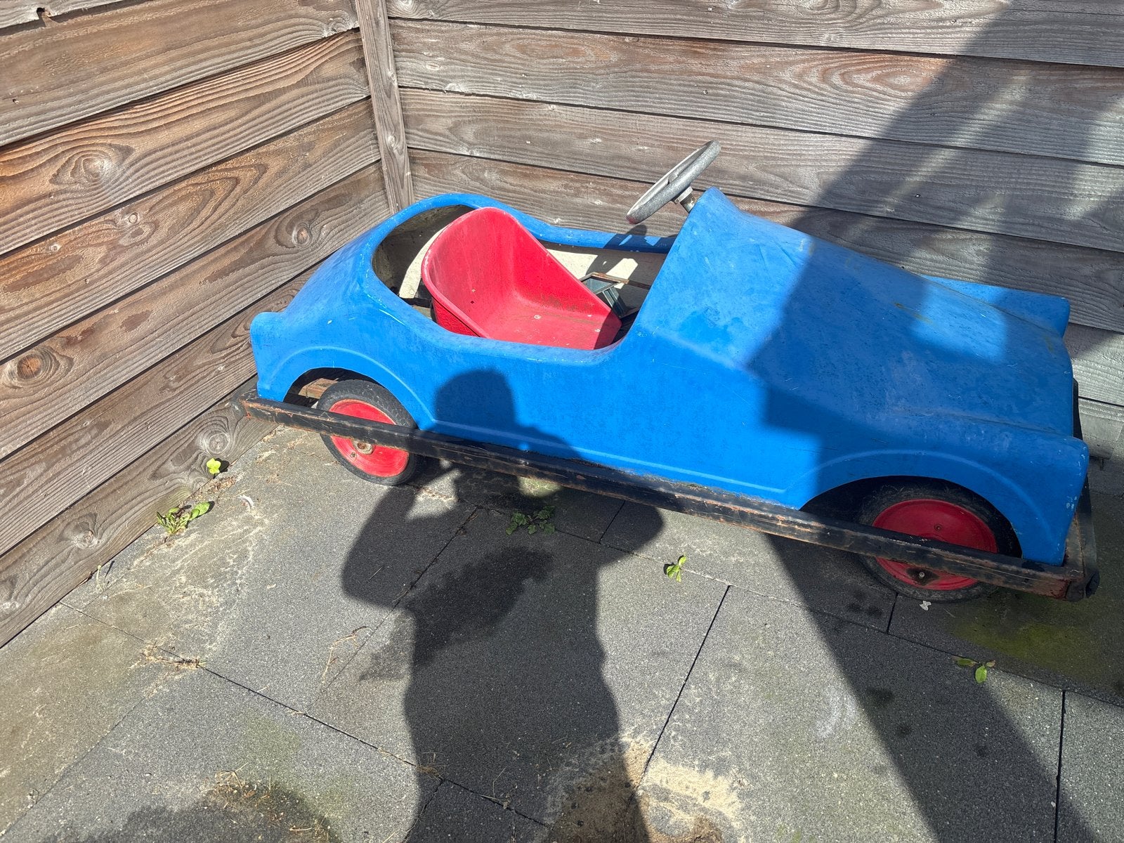 Blauwe trapauto  origineel uit de verkeerstuin assen, Ophalen, Gebruikt, Trapvoertuig