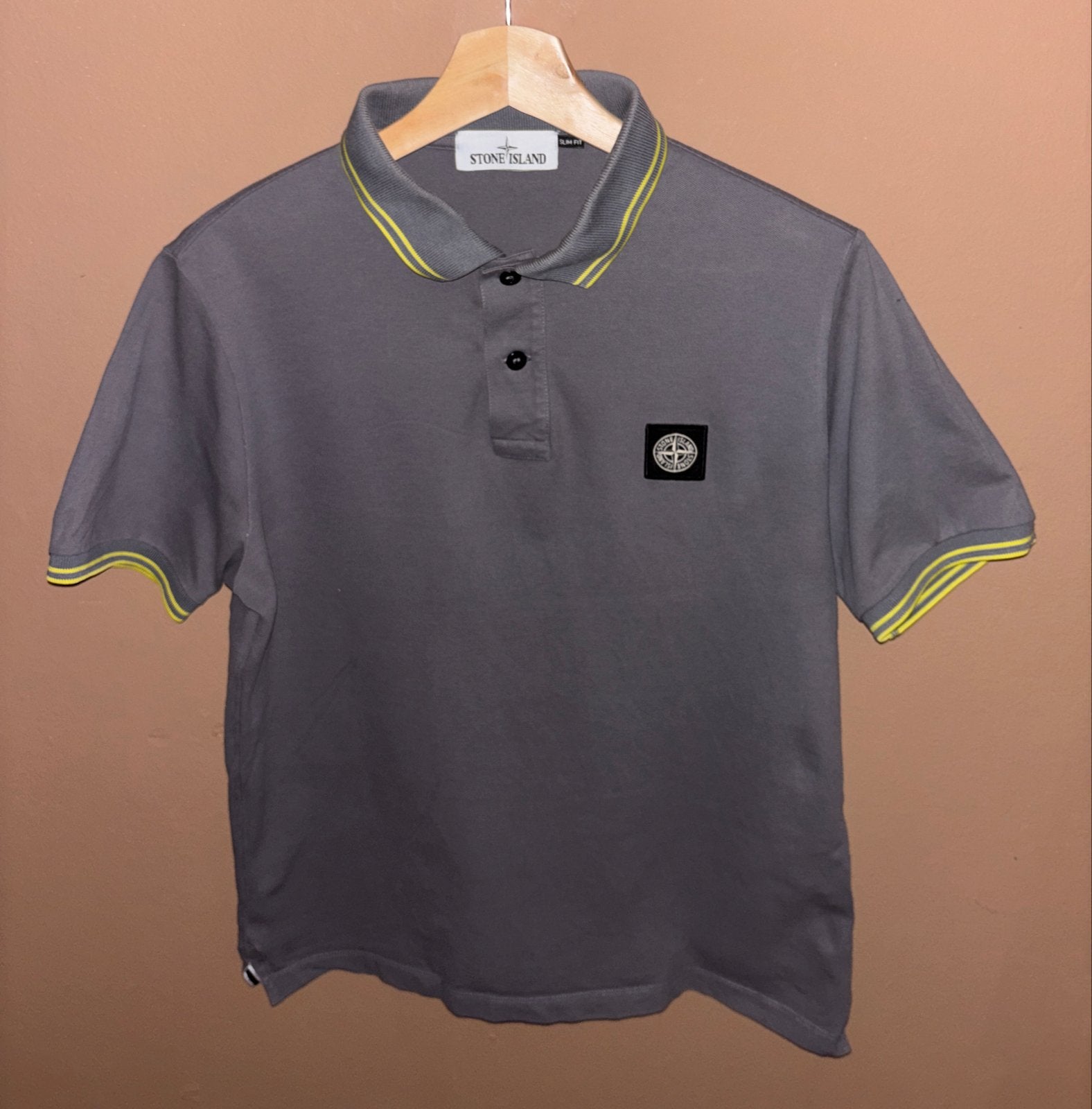 Stone Island Slim Fit Polo Grijs - Maat L, Ophalen of Verzenden, Zo goed als nieuw, Maat 52/54 (L), Grijs