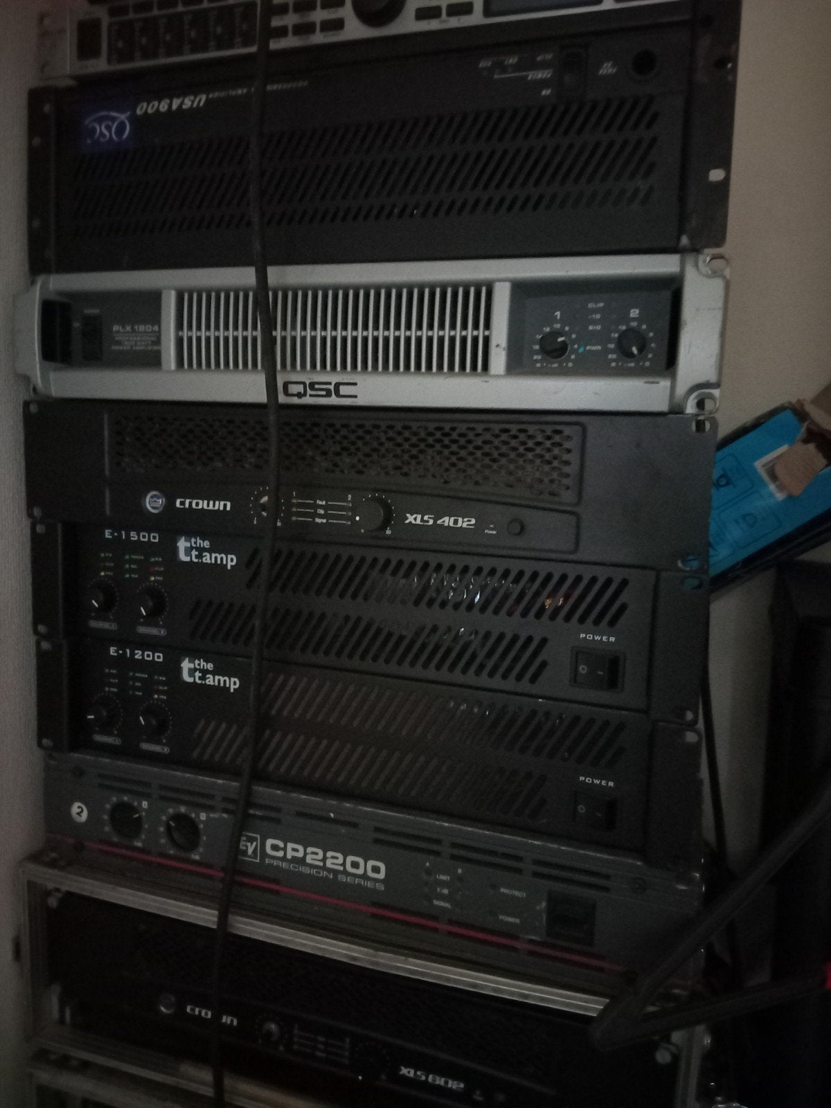 Diverse audioversterkers - Crown, the t.amp, QSC, EV, Ophalen of Verzenden, Gebruikt, 100 watt of meer