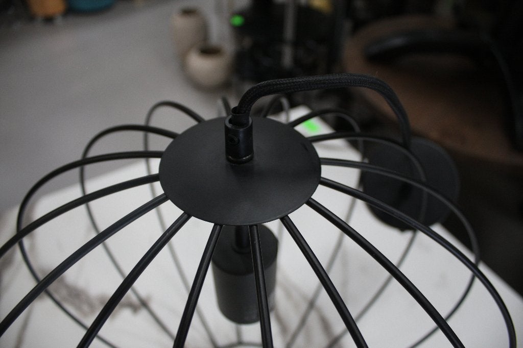 2 x ronde zwarte open hanglamp Suden Light & Living, Ophalen of Verzenden, Zo goed als nieuw, Metaal, E27 (groot)