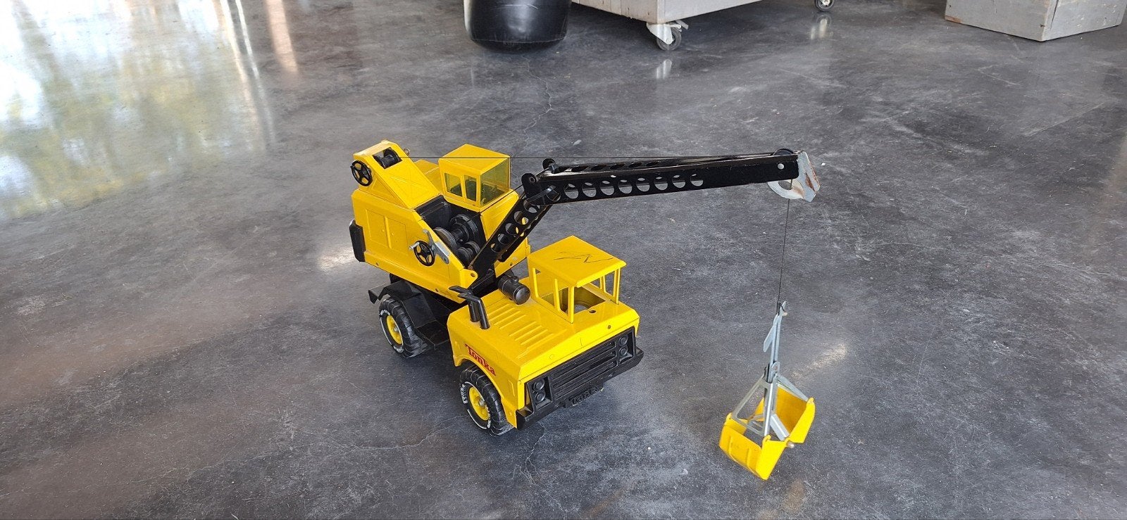 Vintage Tonka Speelgoedauto Kraanwagen - Geel Metaal, Kinderen en Baby's, Ophalen of Verzenden, Gebruikt