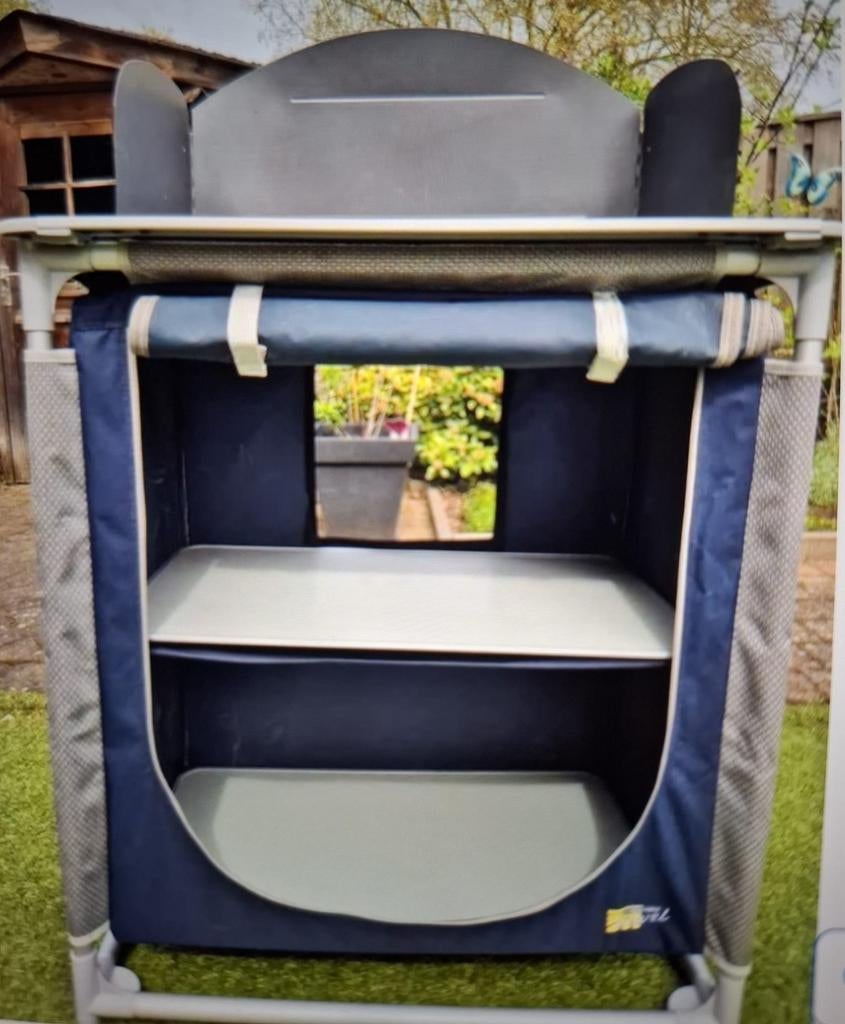 Campart camping kast met oprolbaar blad en spatscherm, Caravans en Kamperen, Ophalen