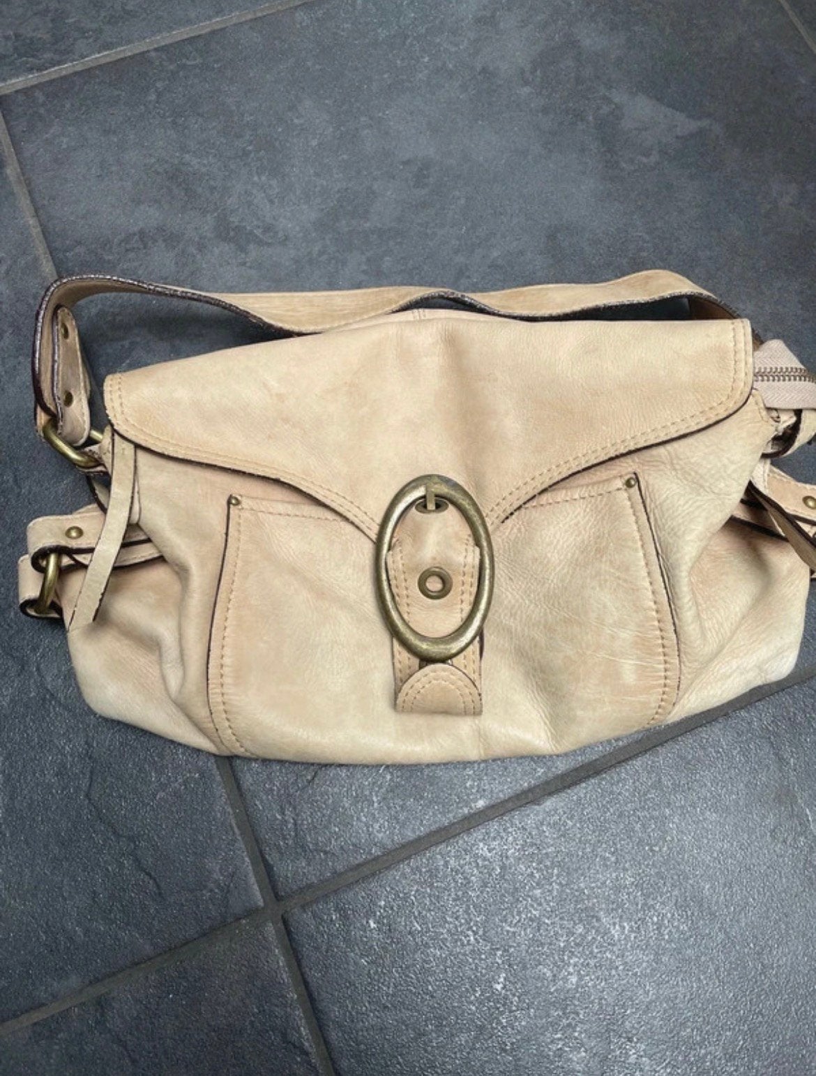 Abro handtas / schoudertas, Ophalen of Verzenden, Zo goed als nieuw, Beige, Schoudertasje