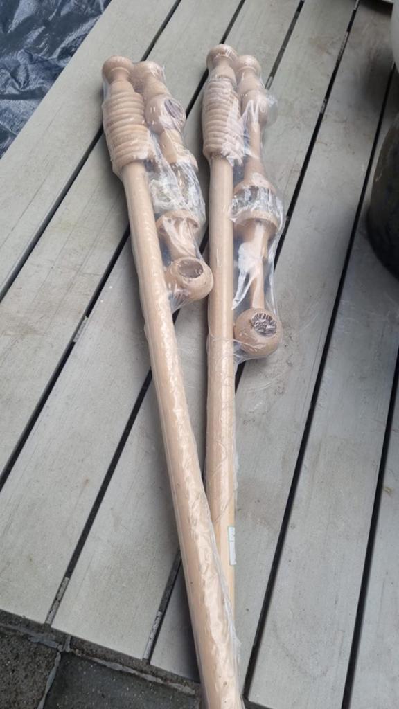 Houten gordijnroedes - Nieuw in verpakking, Ophalen, Hout, Beige, Nieuw