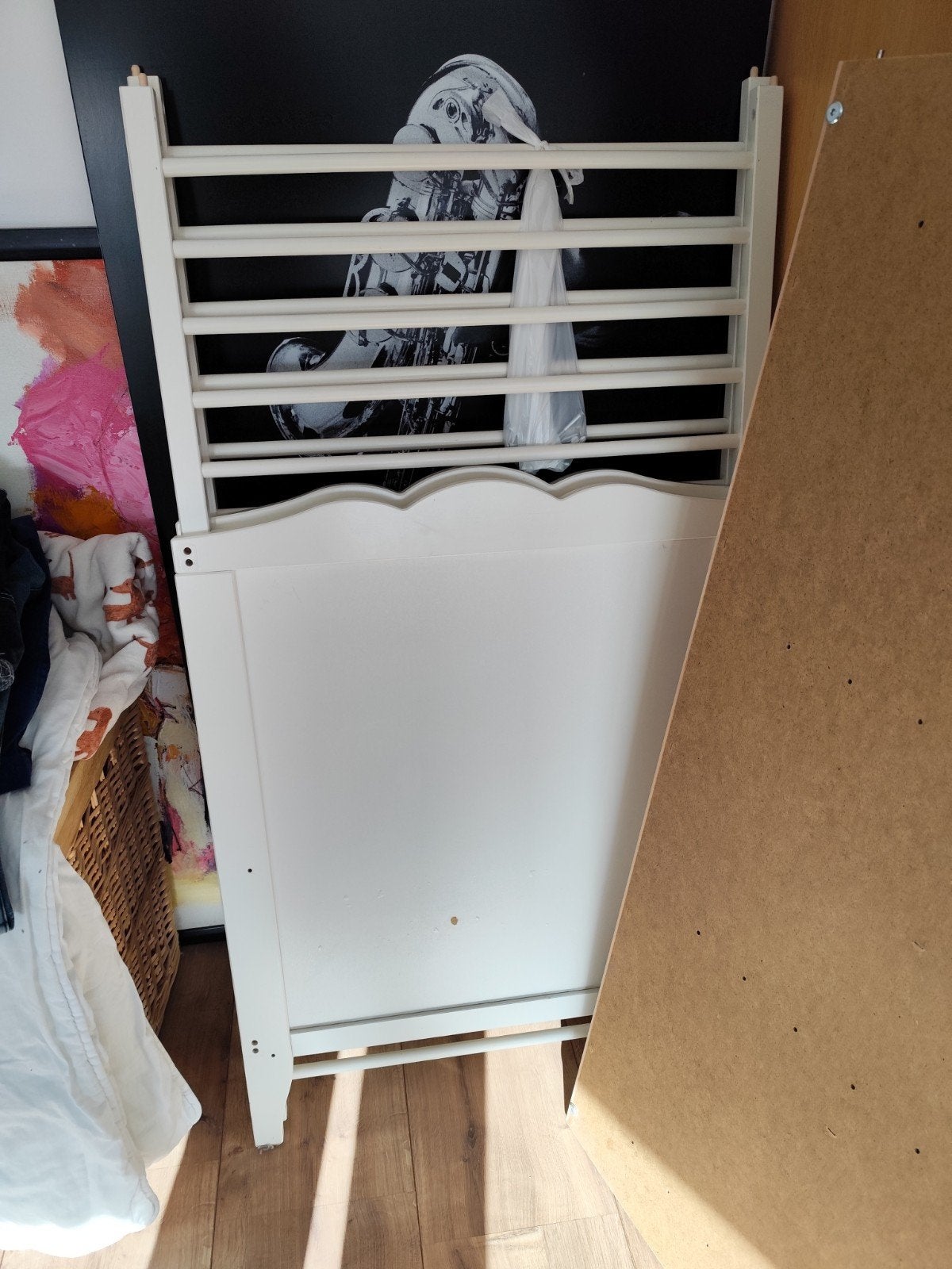 Wit houten babybedje/ledikantje met verstelbare bodem, Ophalen, Gebruikt, Ledikant