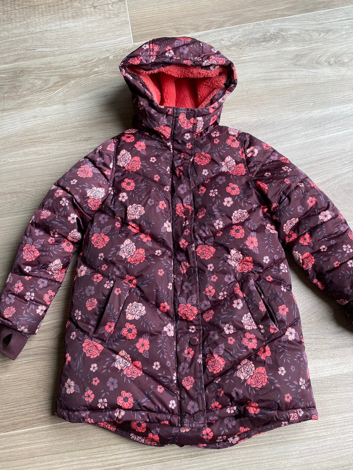 Z8 winterjas maat 128/134 bloemen, Kinderen en Baby's, Ophalen of Verzenden, Zo goed als nieuw, Meisje, Jas