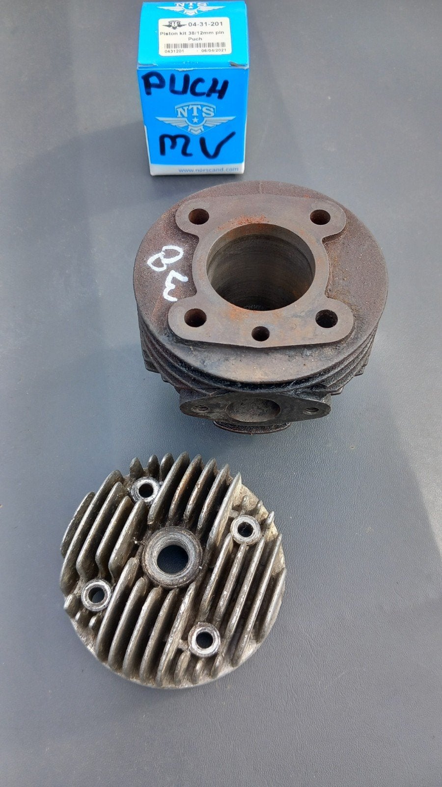 Puch cilinder met zuigerkit 38/12mm pin, Ophalen of Verzenden, Gebruikt, Cilinder
