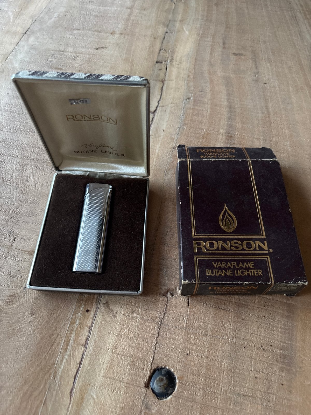 Vintage Ronson Varaflame Butane Aansteker in Doos, Verzamelen, Ophalen of Verzenden, Gebruikt, Aansteker