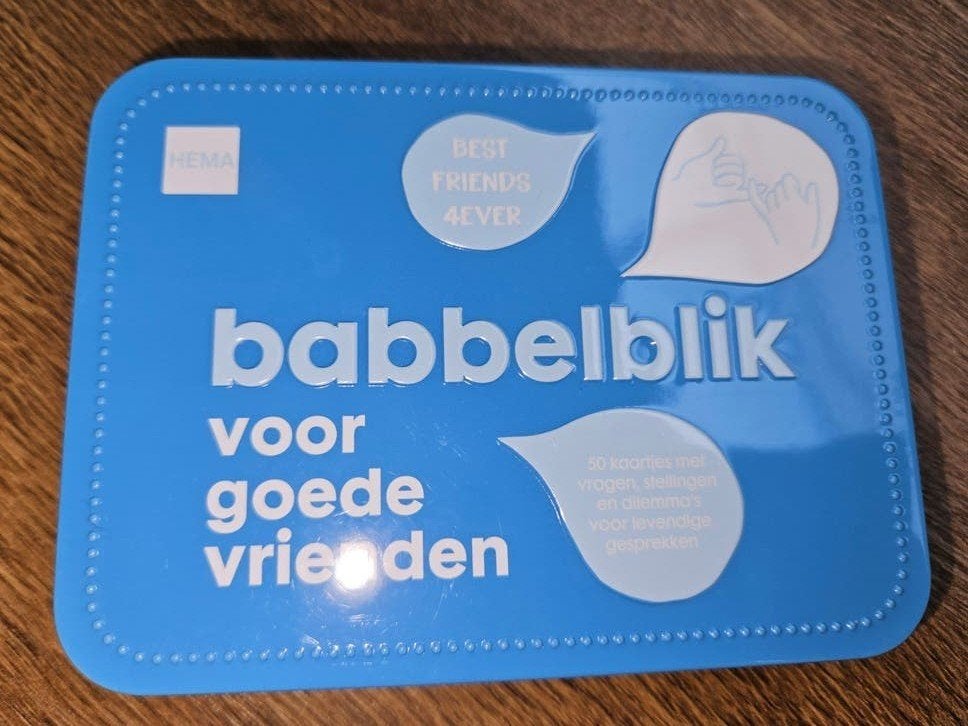 Babbelblik voor goede vrienden - kaartspel, Een of twee spelers, Ophalen of Verzenden, Zo goed als nieuw, Hema