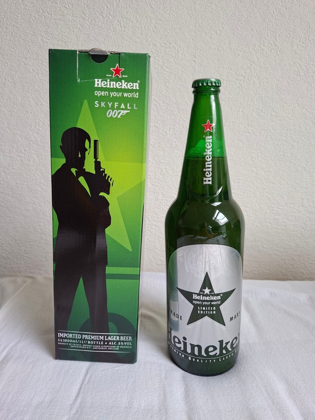 Heineken Skyfall 007 Limited Edition 1L fles met doos, Ophalen of Verzenden, Nieuw, Verpakking
