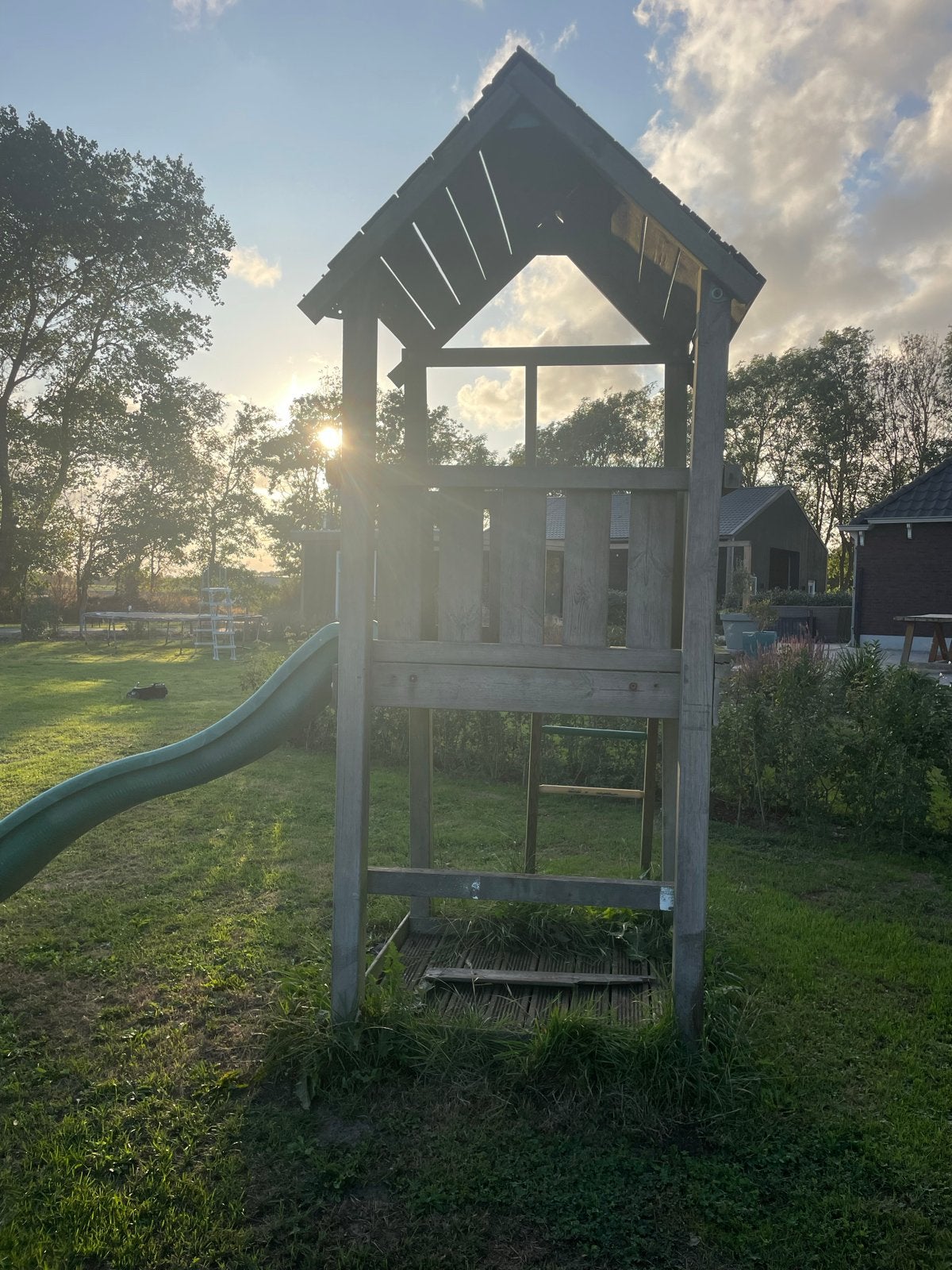 Houten speelhuis met glijbaan, Kinderen en Baby's, Ophalen, Gebruikt, Hout