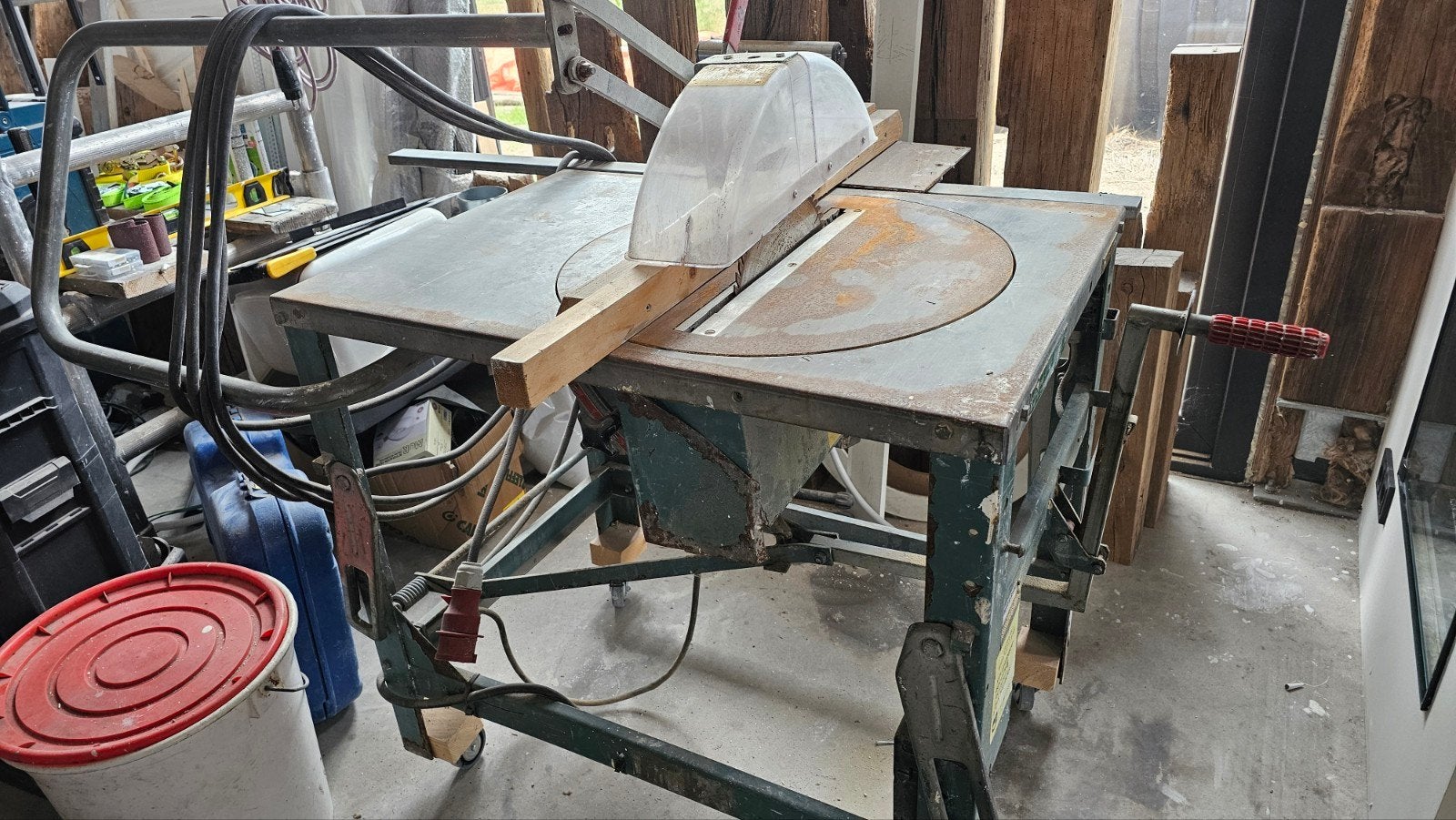 Sterke Gjerde bouwzaag zaagtafel 380V 3750W, Doe-het-zelf en Verbouw, Ophalen, Gebruikt, Cirkelzaag, 70 mm of meer