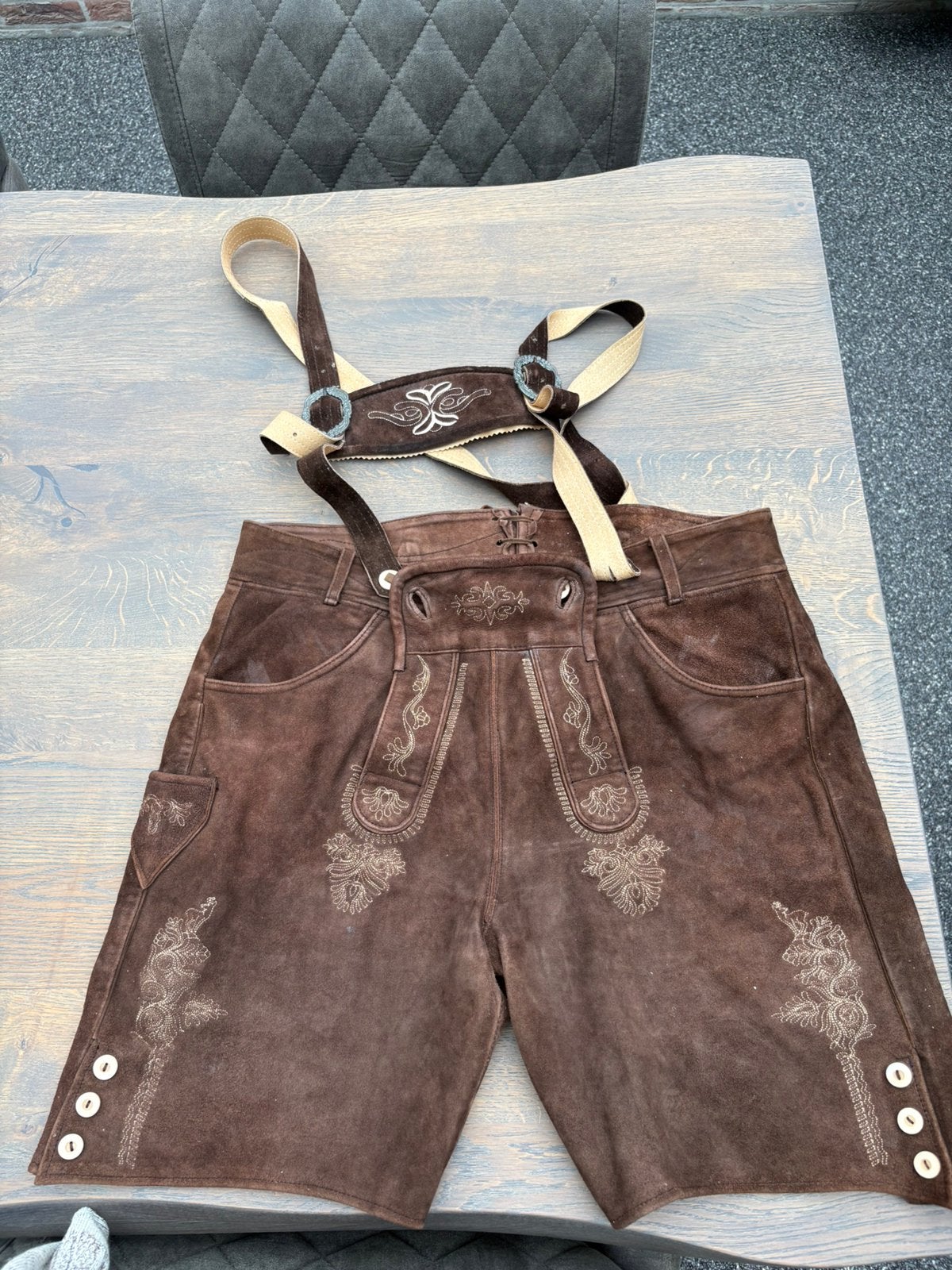 Lederhose maat 56, Ophalen, Gedragen, Maat 56/58 (XL), Beige