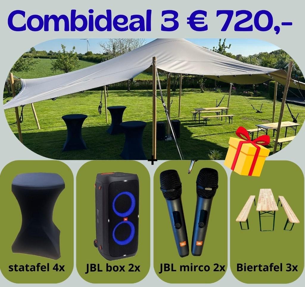 Stretchtent 10x6 combideal te huur, Ophalen, Zo goed als nieuw, Overige