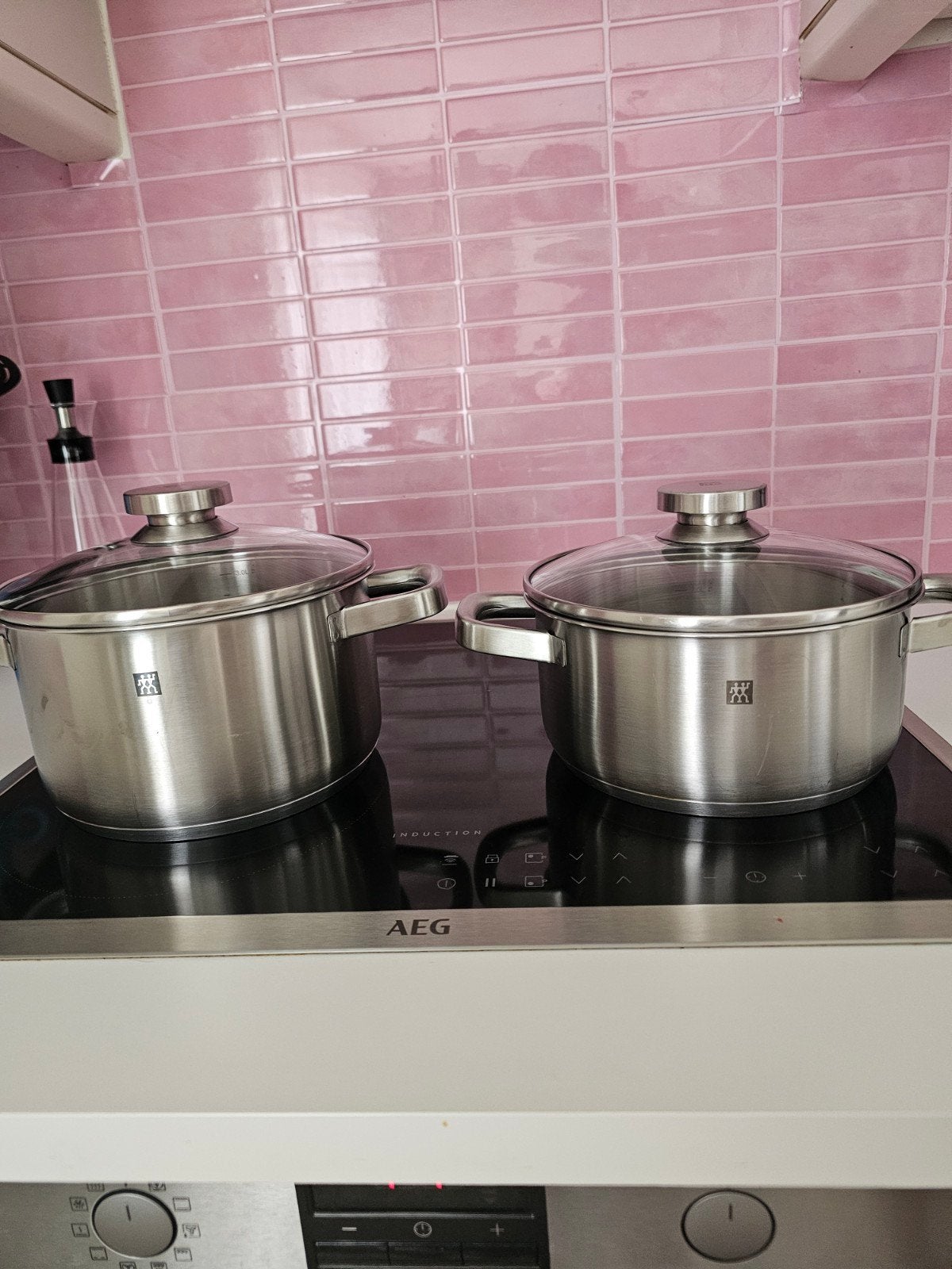 Zwilling pannen met transparante deksel, Huis en Inrichting, Gebruikt, Geschikt voor inductie, Ophalen of Verzenden, Rvs