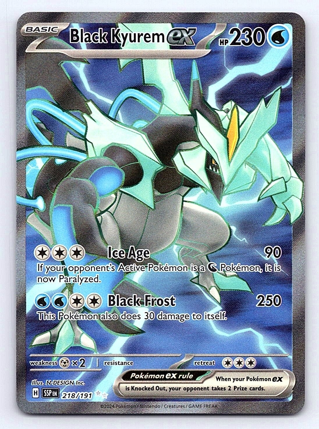 Black Kyurem EX SSP 218/191 Pokemon Kaart, Ophalen of Verzenden, Zo goed als nieuw, Losse kaart, Foil