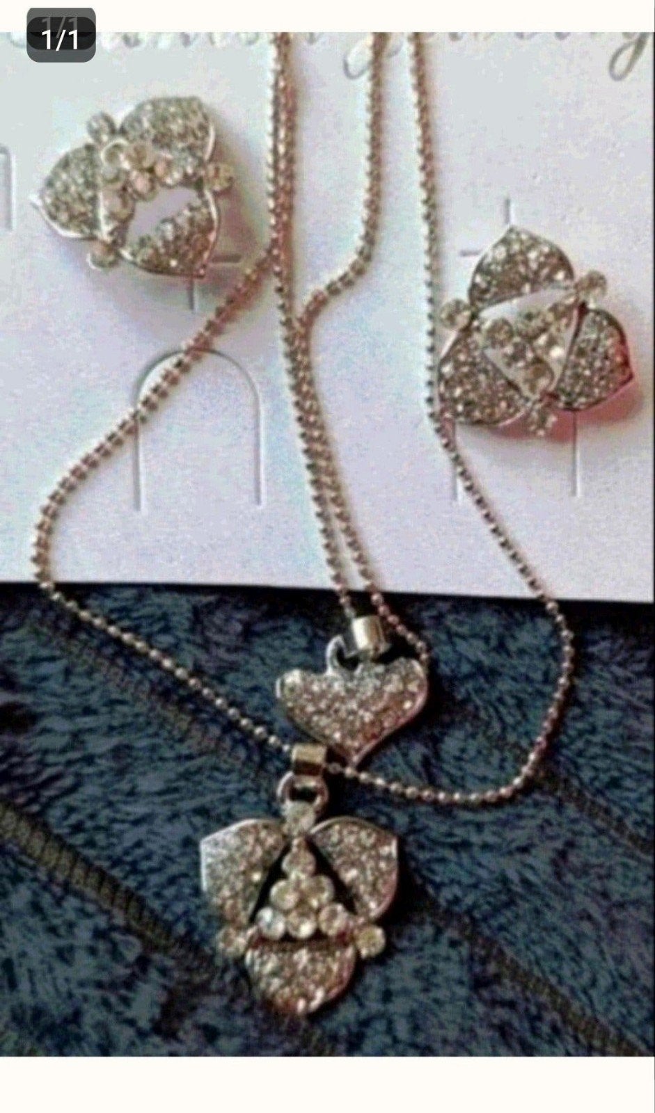 ketting dubbel en oorbellen Swarovski, Verzenden, Nieuw, Zilver, Met hanger