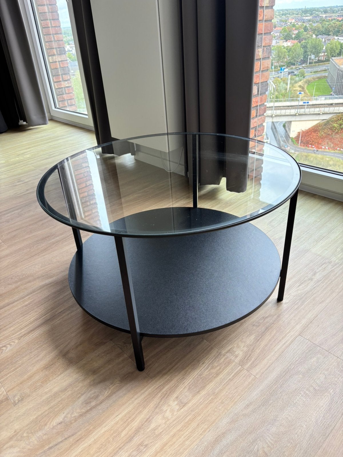 Ronde, Glazen Salontafel, Ophalen, 50 tot 100 cm, Metalen frame, Rond