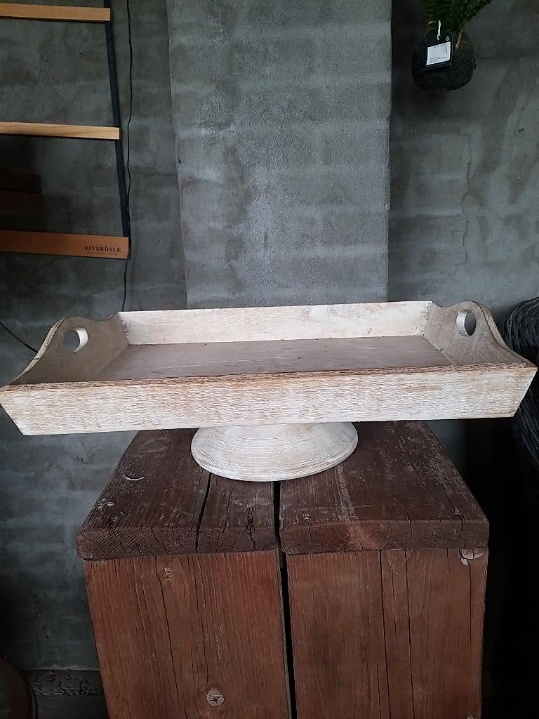 draaibaar dienblad op voet, Ophalen of Verzenden, Gebruikt, Rond, Hout