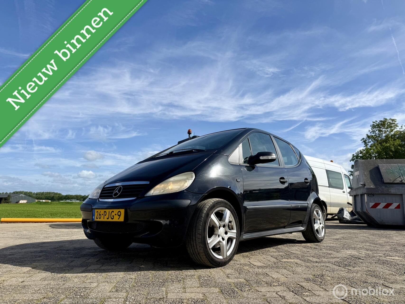 Mercedes A-klasse 160, BJ 2003, Airco, Hoge Instap, Zuinig, Voorwielaandrijving, 4 cilinders, 400 kg, Zwart