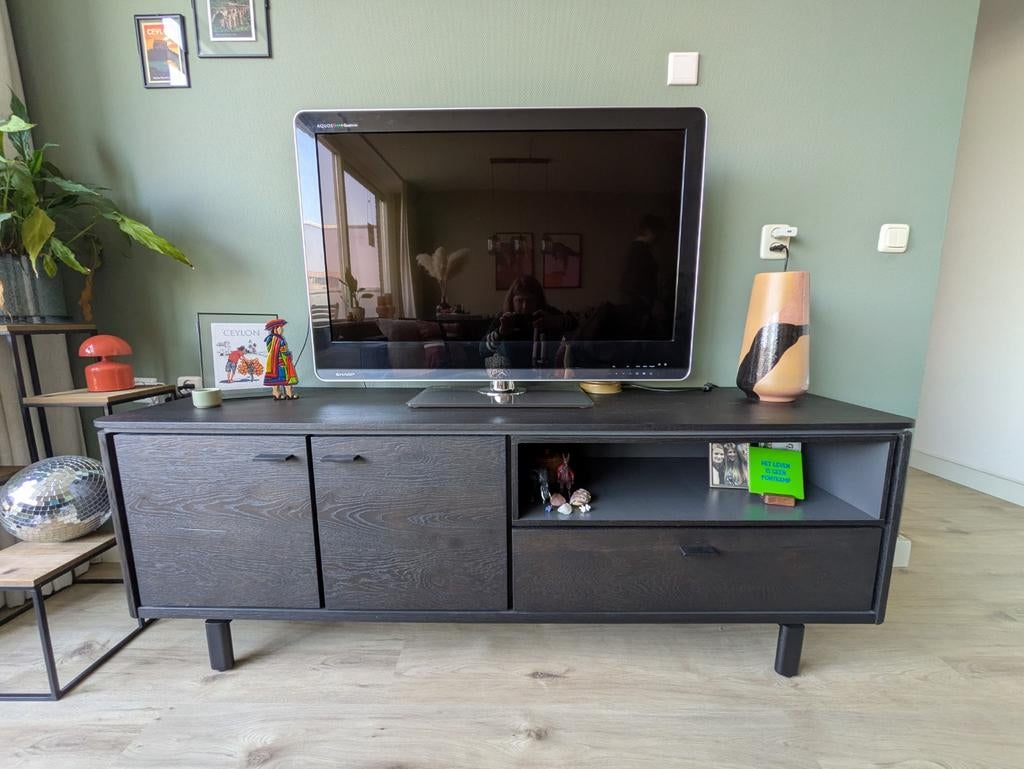Henders & Hazel Livada TV-meubel wild eikenhout Onyx, Ophalen, 150 tot 200 cm, Eikenhout, Nieuw