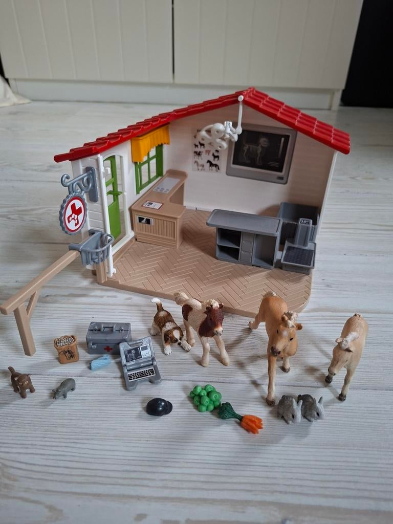 Schleich Dierenartspraktijk Set met Dieren en Accessoires, Ophalen of Verzenden, Gebruikt, Jongen of Meisje