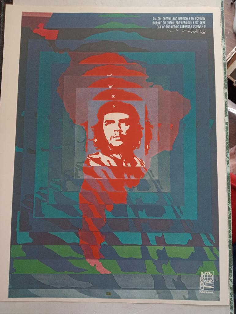 Affiche Cuba 1970 Che Guevara Communisme pop Art, Verzamelen, Ophalen of Verzenden, Gebruikt, A1 t/m A3