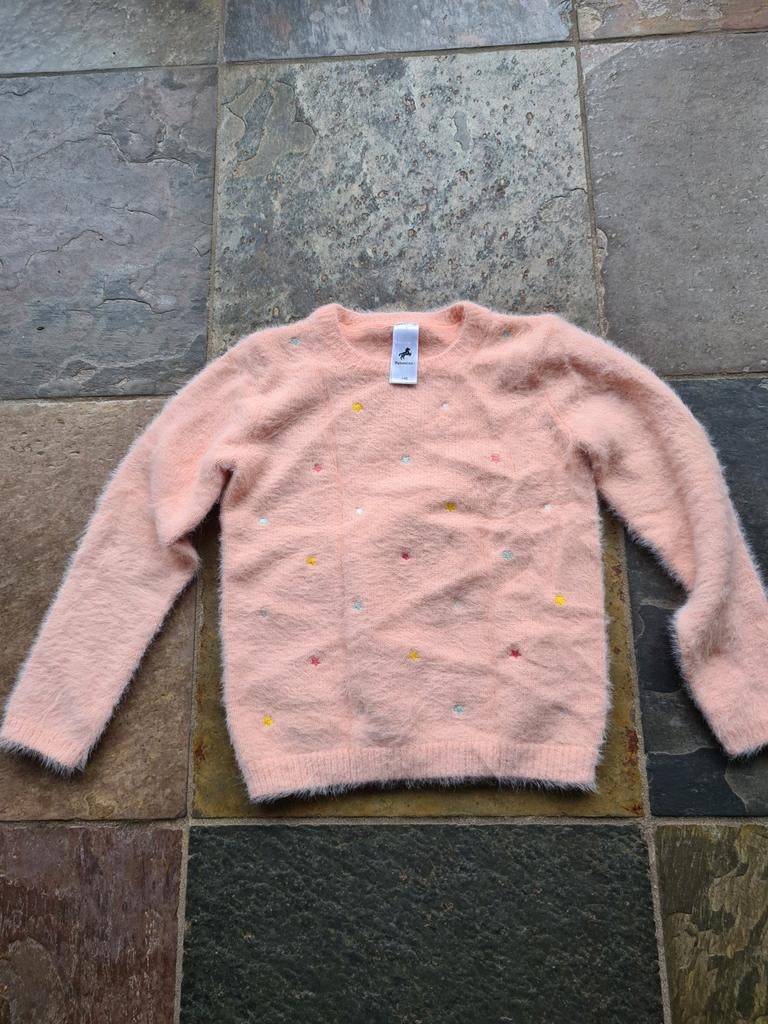 Fluffy trui zalmroze maat 140, Ophalen, Zo goed als nieuw, Meisje, Trui of Vest