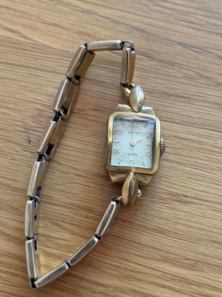 Vintage Marti kinderhorloge – 15 rubis – verguld, Overige merken, Overige materialen, Met bandje, Verzenden