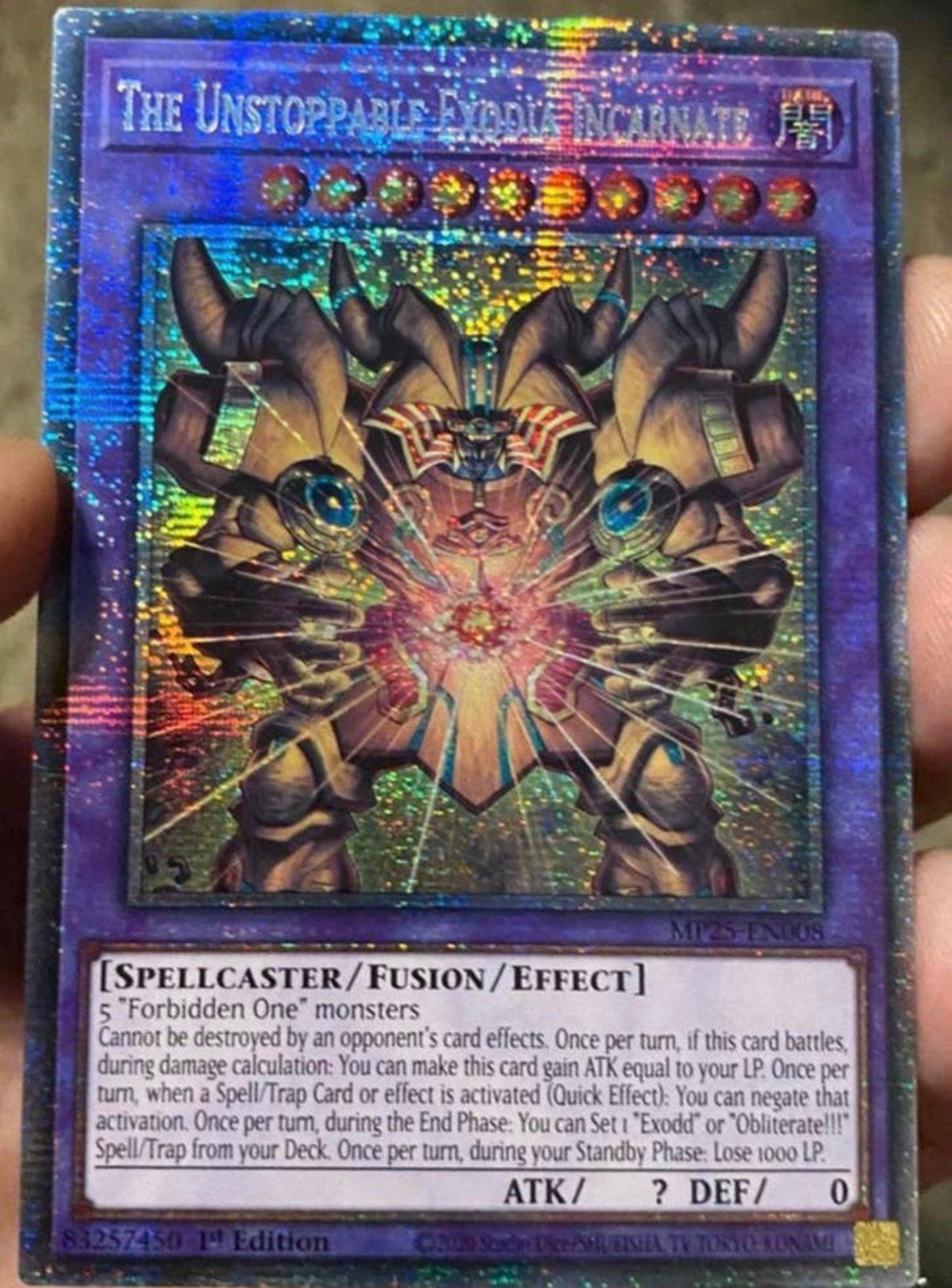 Yu-Gi-Oh! The Unstoppable Exodia Incarnate MP25 Starlight  !, Ophalen of Verzenden, Zo goed als nieuw, Losse kaart, Foil