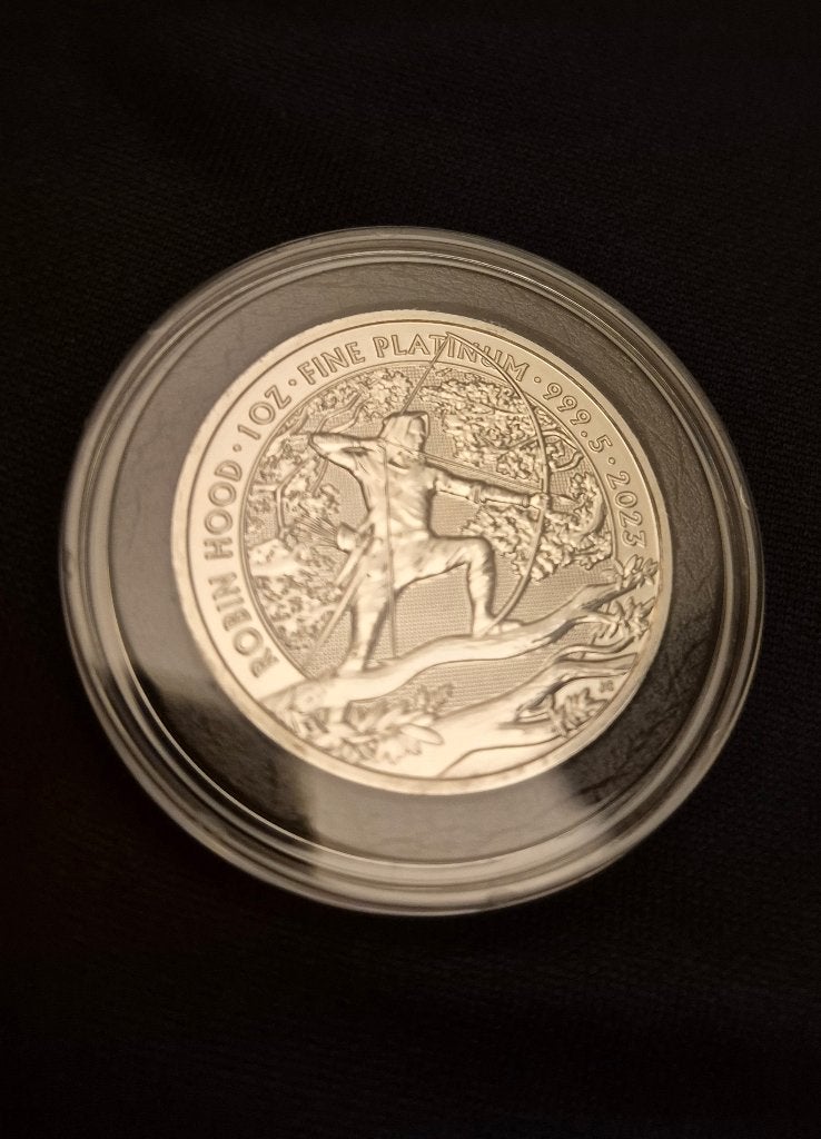 1 oz platina munten  Unike Robin Hood 👌💪, Ophalen of Verzenden, Overige landen