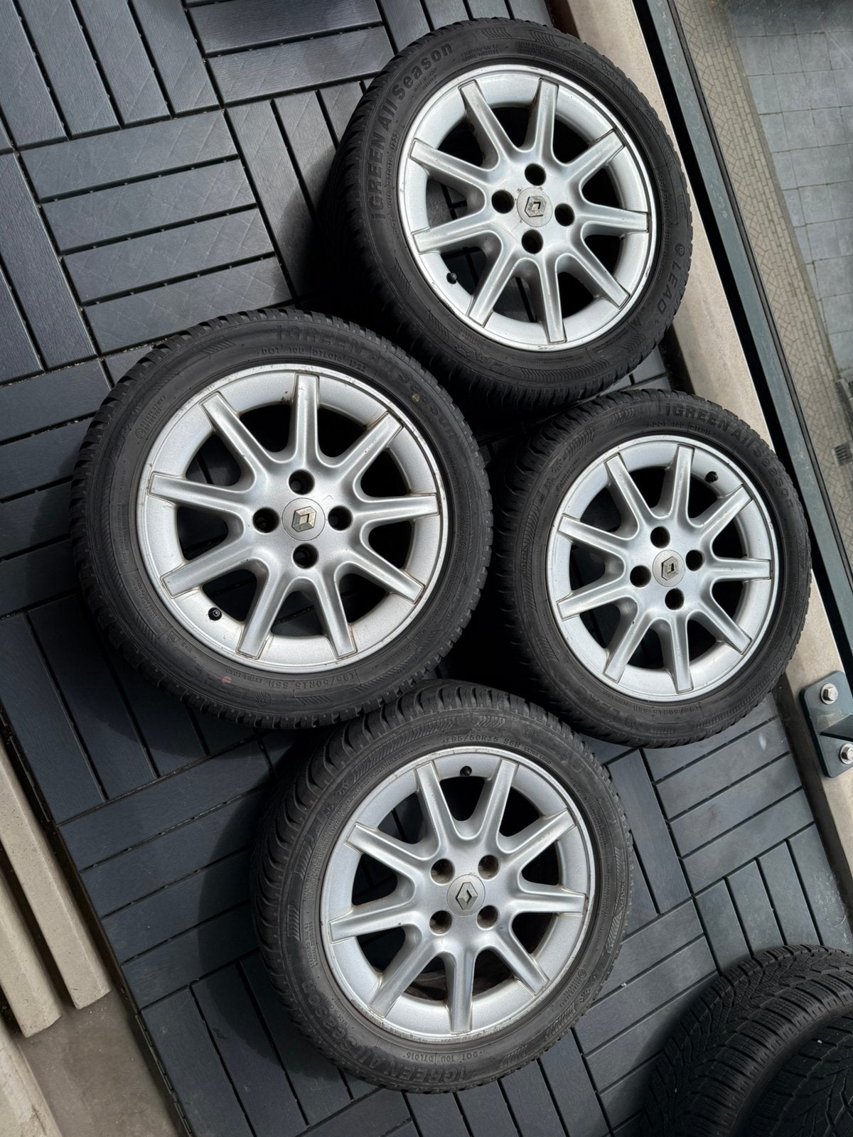 4x100 15” Velgen set inclusief banden, Ophalen, Gebruikt, 15 inch, Banden en Velgen