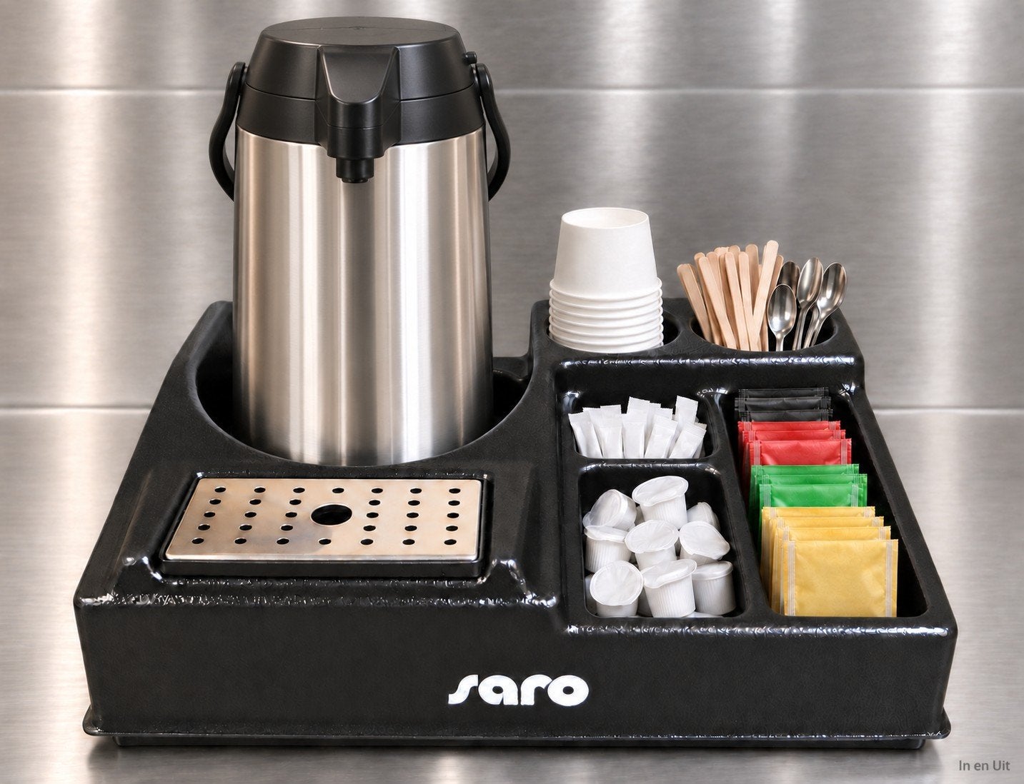 Saro koffiestation voor 1 airpot - thermoskan suiker melk le, Overige typen, Overige merken, Ophalen of Verzenden, Volgt