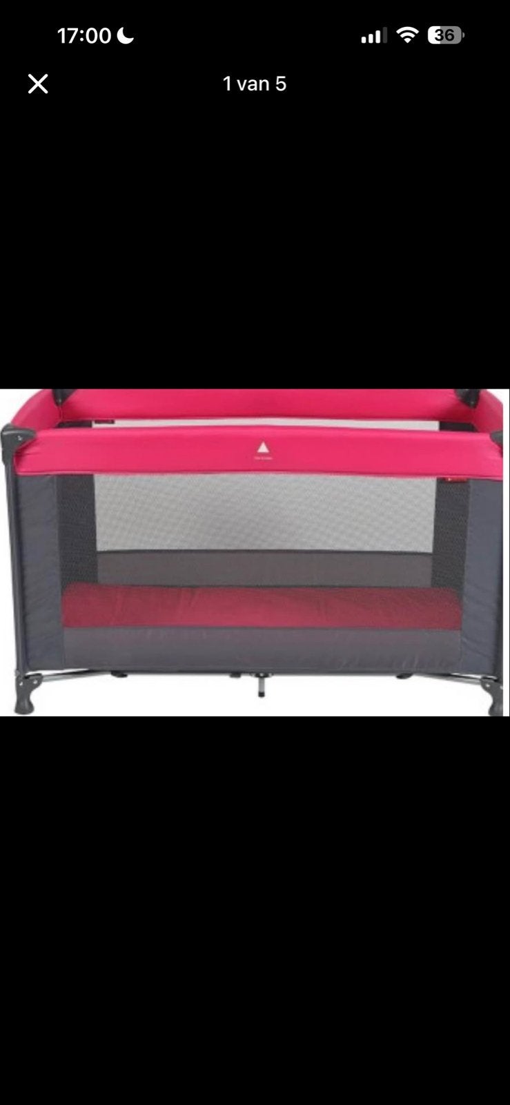 Compact en opvouwbaar campingbedje - roze grijs met matras, Ophalen, Gebruikt, Rechthoekig, Wieltjes