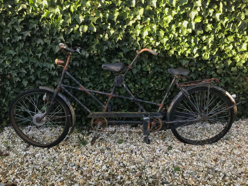 Antieke Tandem Fiets - Opknapper of Decoratie, Minder dan 10 versnellingen, Gebruikt, 51 tot 55 cm, Trommelrem